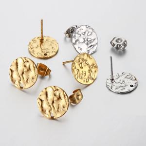 10pcs 스테인레스 스틸 엠보싱 귀 스터드 귀걸이 포스트 귀걸이에 대 한 설정 피어싱 쥬얼리 DIY 만들기