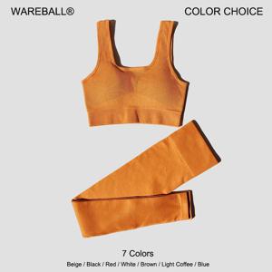 WAREBALL 2Pcs 여성 스포츠 세트 원활한 요가 세트 피트니스 정장 체육관 레깅스 브래지어 운동 운동복 활성 착용 체육관 의류