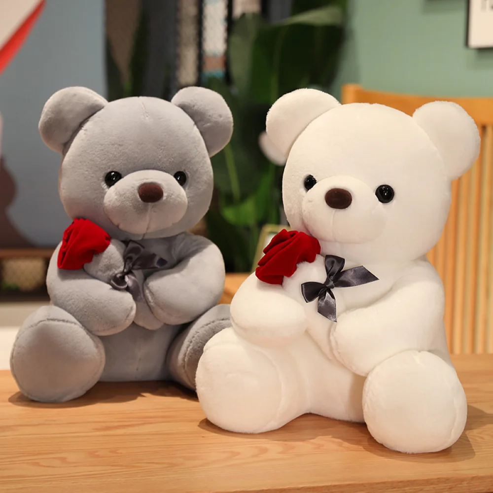 귀여운 장미 곰 플러시 장난감, 발렌타인 데이 선물 포옹 곰 플러시 장난감 여성 생일 선물