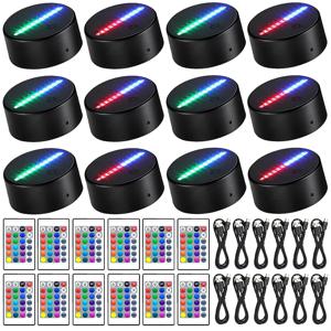 LED 램프베이스 테이블 3D 야간 조명베이스와 리모컨 및 USB 케이블 16 색 조명 스탠드 도매 2/4/6/8/10/12 개