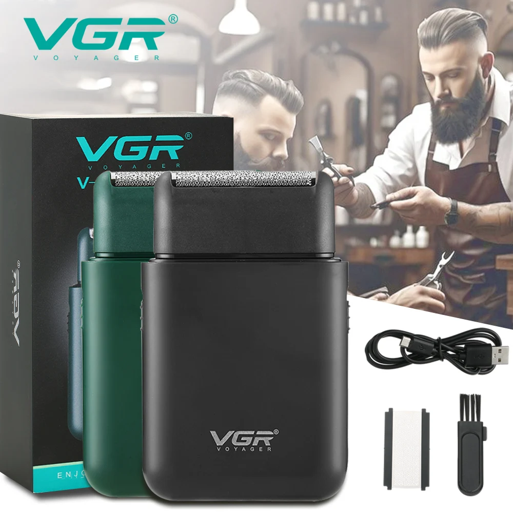 VGR 390 미니 싱글 블레이드 남성용 무선 수염 트리머 면도기, 충전식 포일 전기 얼굴 바디 면도기