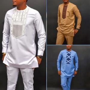 2024 아프리카 남성 원주민 디자이너 의류 튜닉 민족 스타일 2pcs Dashiki 남성 바지 세트 전통 복장 Kaftan
