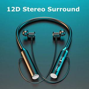 무선 헤드폰 블루투스 5.0 넥밴드 이어폰 실리콘 Hifi 9D 스테레오 스포츠 헤드셋 홀터 방수 마그네틱 이어 버드