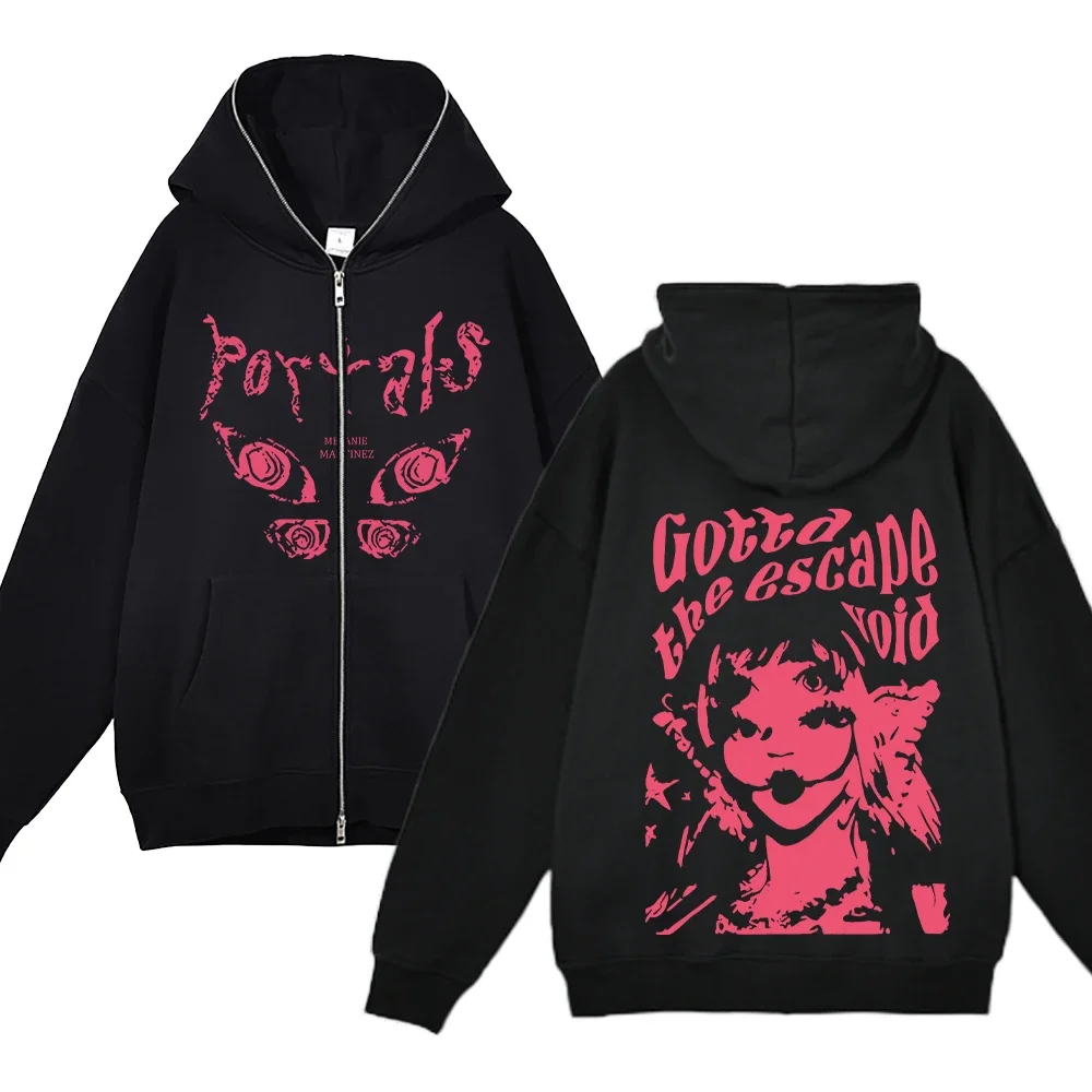 Melanie Martinez 풀 지퍼 후드 포털 투어 앨범 프린트 스웨트 힙합 streetwear 지퍼 업 자켓 남성 여성 캐주얼 코트