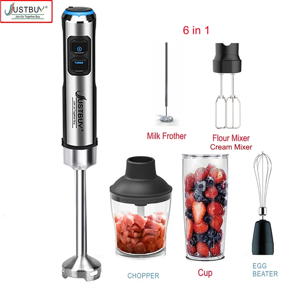 Led 라이트 베이비 푸드 프로세서 1500W 6/4 in 1 전기 스틱 핸드 상업용 블렌더 계란 털 믹서 Juicer 고기 분쇄기