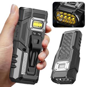 8 LED + COB 손전등 강력한 빛 USB 충전식 전술 손전등 강력한 자석 작업 비상 조명 토치 램프