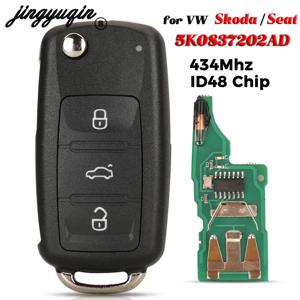 Jingyuqin 5K0 837 202 AD 원격 키 434MHz id48 for VW 골프 Mk6 부동산 캐디 Eos Jetta Polo Scirocco Tiguan Skoda/Seat Cordoba