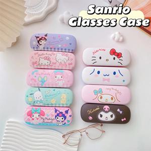Sanrio 헬로 키티 Cinnamoroll Kuromi 멜로디 안경 케이스 Kawaii 귀여운 크리 에이 티브 휴대용 근시 안경 보관 상자 소녀 선물