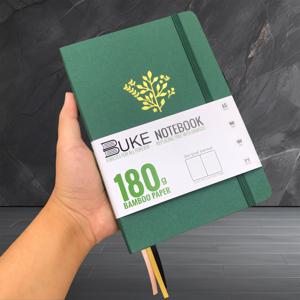 BUKE 대나무 종이 도트 그리드 저널, 점선 노트북 드로잉 책, 숲 녹색 색상, 180gsm