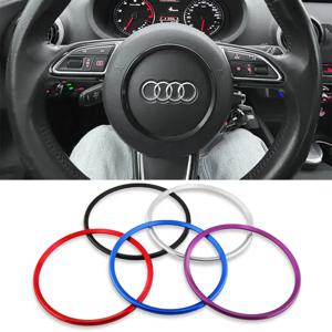 아우디 A3 A4 A5 Q5 2012-2015, A1 8X A6 C6 A7 Q3 2011-2018 자동차 핸들 로고 장식 링 배지 트림 원형 스티커