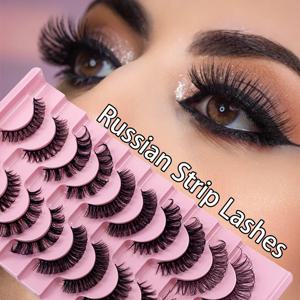 10 쌍 3D 밍크 속눈썹 러시아어 스트립 속눈썹 극적인 거짓 속눈썹 가짜 Cils 메이크업 도매 가짜 속눈썹 확장 메이크업