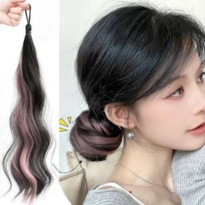 하이라이트 합성 가발 헤어 번들 DIY 셀프 와인딩 Chignon 낮은 높은 포니 테일 헤어 익스텐션 푹신한 브레이드 헤어 번 헤어 피스