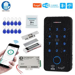 Wifi 블루투스 Tuya APP 야외 액세스 제어 시스템 키트 방수 RFID 지문 키패드 도어 전기 자기 스트라이크 잠금 장치