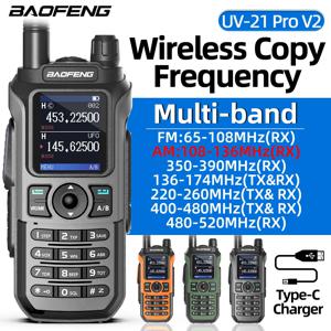 Baofeng UV-21 Pro V2 워키 토키 멀티 밴드 무선 복사 주파수 캠핑 용 방수 장거리 Type-C 양방향 라디오
