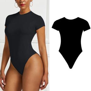 여성 섹시한 여름 Bodycon 바디 슈트 패션 캐주얼 솔리드 반소매 바디 탑 여성용 Romper