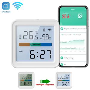 Tuya 새로운 WiFi 온도 습도 센서 스마트 라이프 백라이트 습도계 온도계 센서 지원 Alexa Google Home Assistant