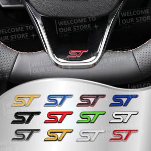 3D 금속 ST 자동차 스티어링 휠 배지 스티커 포드 ST 라인 Mondeo Fiesta Focus F-150 Ranger Puma 용 인테리어 장식 스타일링