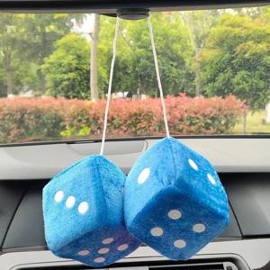 2PCS 자동 sSoft 퍼지 주사위 도트 후면보기 미러 행거 장식 자동차 스타일링 인테리어 Accessorie 6 색