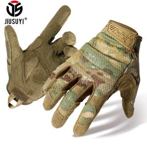 터치 스크린 전술 장갑 위장 페인트 볼 슈팅 Airsoft 전투 사냥 충격 방지 전체 손가락 장갑 자전거 남자 여자