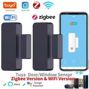 Tuya Zigbee Wifi 도어 센서 창 항목 센서 보안 도난 자기 센서 알람 스마트 라이프 Alexa Google 홈으로 작동