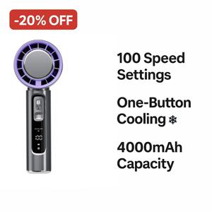 휴대용 100단 냉각팬, 1초 아이스 모드 및 4000mAh, 야외/여행/사무실용 미니 에어컨