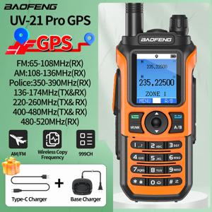 Baofeng UV-21 GPS 워키토키 장거리 휴대용 멀티 밴드 무선 복사 주파수, 아마추어 C 타입 충전기 업그레이드, UV-17 프로