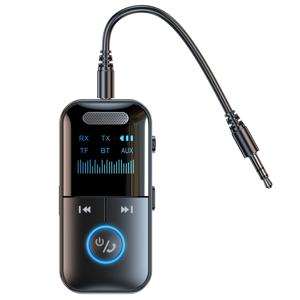 Bluetooth 5.4 Aux 어댑터 오디오 수신기 송신기 자동차/홈 스테레오/유선 헤드폰/스피커/TV 용 3.5mm 잭 LED 디스플레이