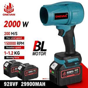 ONEVAN 2000W 브러시리스 전기 터보 송풍기 제트 팬 폭력적인 잎 먼지 눈 부는 자동차 건조기 21V 18V 배터리 용 핸드 헬드