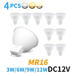 4Pcs MR16 LED 스포트라이트 저압 DC12V 3W 6W 9W 12W 조명 각도 120도 홈 인테리어에 대한 주방 LED 스포트라이트에 적용