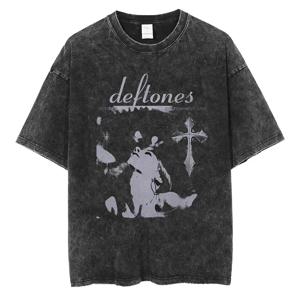 힙합 Deftones 남성 여성 플러스 사이즈 여름 씻어 T 셔츠 빈티지 프린트 코튼 Tshirt 패션 디자인 티 streetwear unisex top