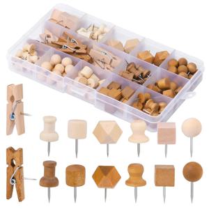 Fniiva 118Pcs 7 스타일 나무 푸시 핀 코르크 보드에 대 한 장식 엄지 압정 사진 문서 그리기 사무실 교실 홈 공예