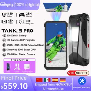 Unihertz Tank 3 Pro 8849 견고한 5G 스마트폰 안드로이드(100루멘 프로젝터 포함) 32GB 512GB 23800mAh 6.79인치 FHD 방수 전화기