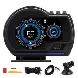 디지털 헤드업 디스플레이 속도 경고 헤드업 디스플레이, OBD2 + GPS 스마트 게이지, 자동차 HUD 속도계, 터보 RPM 알람, 자동차 트럭용