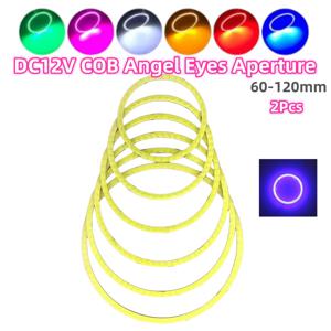 2pcs COB LED 천사 눈 헤드 라이트 12V 헤일로 링 커버 60/80/95/100/120mm 자동차 주간 러닝 오토바이 DRL 라이트 안개 램프