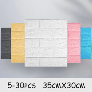 5-30pcs 35cm * 30cm DIY 자기 접착 3D 벽 스티커 침실 방수 홈 장식 배경 거품 벽돌 벽지