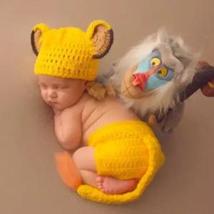 2pcs 아기 사진 소품 Romper 아기 Simba 의상 신생아 촬영 옷 아기 소년 복장 아기 Photoshoot 복장