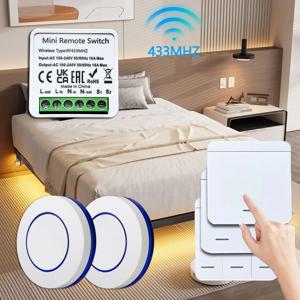 RF 433 MHz 스마트 스위치 1/2/3 갱 벽 패널 미니 라운드 버튼 벽 패널 스위치 16A 릴레이 수신기 자동화 모듈 100V ~ 240V