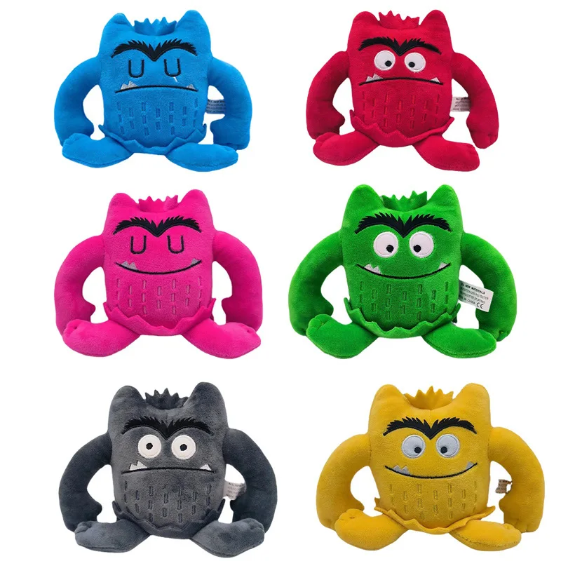 6pcs 컬러 몬스터 플러시 카와이 인형 어린이 몬스터 컬러 감정 플러시 인형 어린이를위한 생일 크리스마스 선물