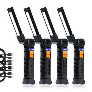 USB 손전등 충전식 내장 배터리 캠핑 토치 LED 작업 조명 마그네틱 베이스 5 모드 홈 야외 캠핑