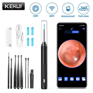 KERUI 스마트 귀 왁스 제거 귀 클리너, 귀 청소 도구 포함, 5MP HD 카메라 라이트 귀 왁스 제거 키트, 내시경 검이경