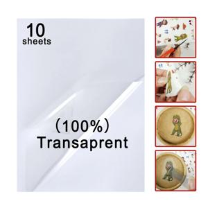 10 매 투명 스티커 용지 흰색 물질 광택 인쇄용 비닐 스티커 모든 잉크젯 프린터 용 투명 금 접착 용지