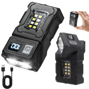 미니 휴대용 LED COB 손전등 헤드 회전 자기 토치 내장 배터리 USB 충전식 야외 캠핑 비상 랜턴