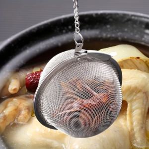 1PC/304 스테인레스 스틸 향기로운 필터 볼, 차 필터 볼, 연장 체인 후크가있는 수프 필터 볼