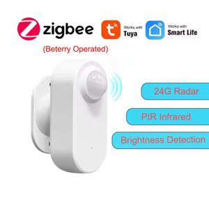 Tuya Zigbee 인간 존재 센서 24G MmWave 레이더 + PIR, 휘도 감지 사용 배터리 지원 Zigbee2mqtt 홈 어시스턴트
