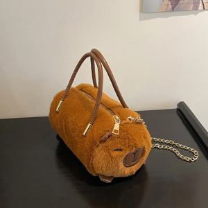 만화 패션 개인 Kawaii Capybara Crossbody 가방 재미 있은 귀여운 Capybara 플러시 배낭 대용량 다목적 토트 백