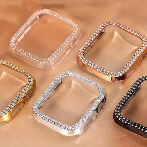 Apple 시계 케이스 용 커버 45mm 41mm 44mm 40mm 38mm 42mm 다이아몬드 강화 유리 화면 보호기 iWatch 시리즈 9 7 SE 6 8 5 4 3