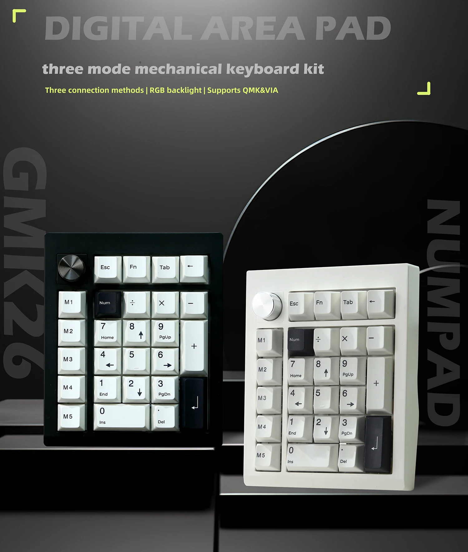 ZUOYA GMK26 QMK/VIA 가스켓 숫자 패드 Bluetooth 5.0/2.4ghz/유선 핫 스왑 가능 숫자 패드 Win/Mac용 프로그래밍 가능