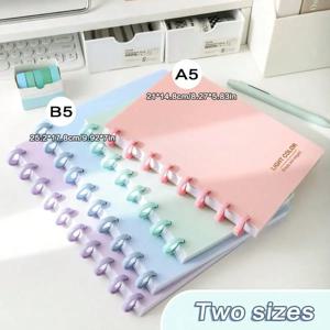 1팩 A5/B5 간단한 휴대용 분리형 노트북 버섯 버튼 루스리프 메모장 또는 직장, 학교 및 저널80매/160페이지