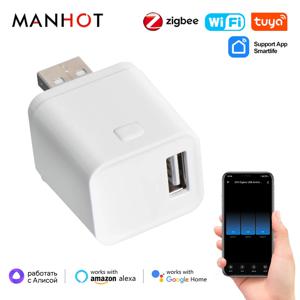 Tuya WiFi/Zigbee 스마트 마이크로 USB 어댑터 스위치 Yandex Alice Alexa Google 홈용 5V 미니 USB 전원 어댑터 원격 제어 플러그