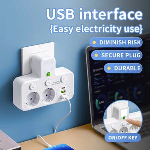 EU 플러그 AC 콘센트 전원 스트립 다중 벽 소켓 범용 네트워크 필터 USB Cherger 별도 스위치 라이트 어댑터